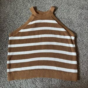 Old Navy Tan and White Knit Tank